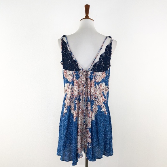 Free People Blue Black Morning Sun Slip Mini Dress - Picture 4 of 6